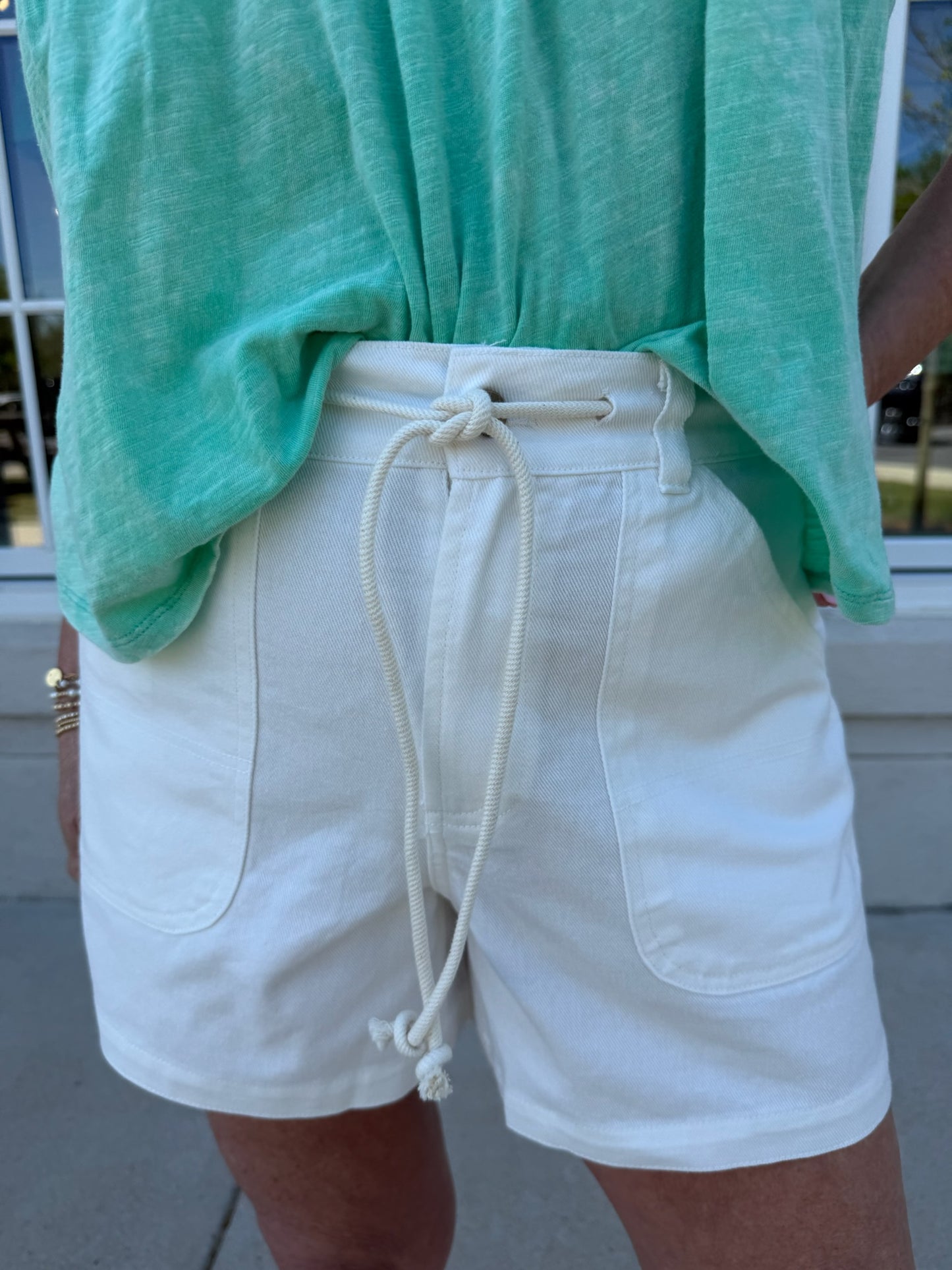 Vintage White Pull On Shorts
