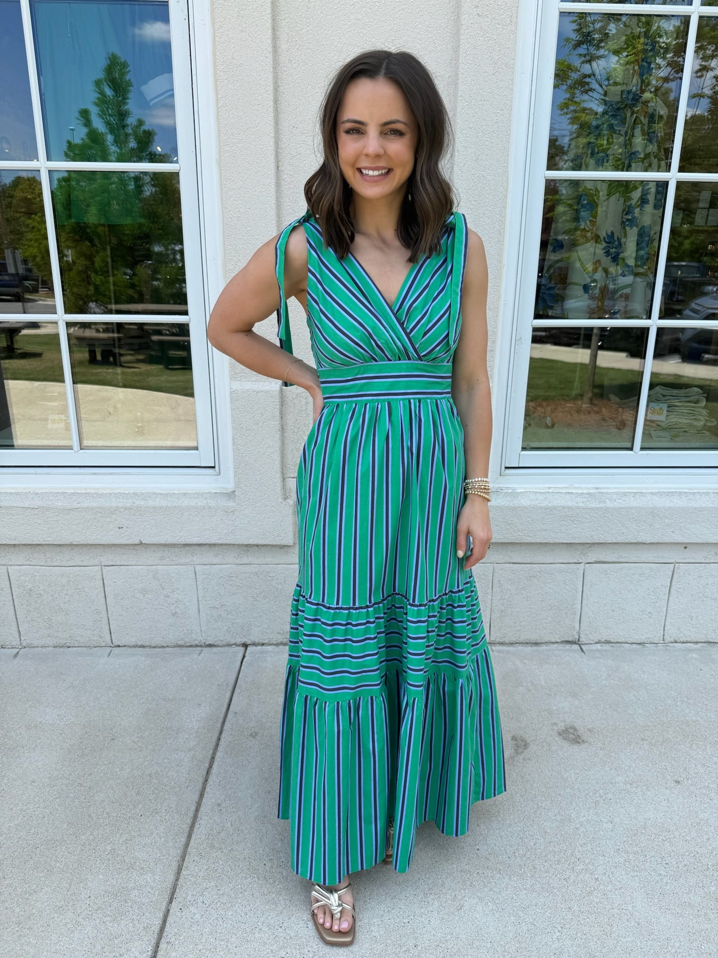 Green Striped Maxi Dress