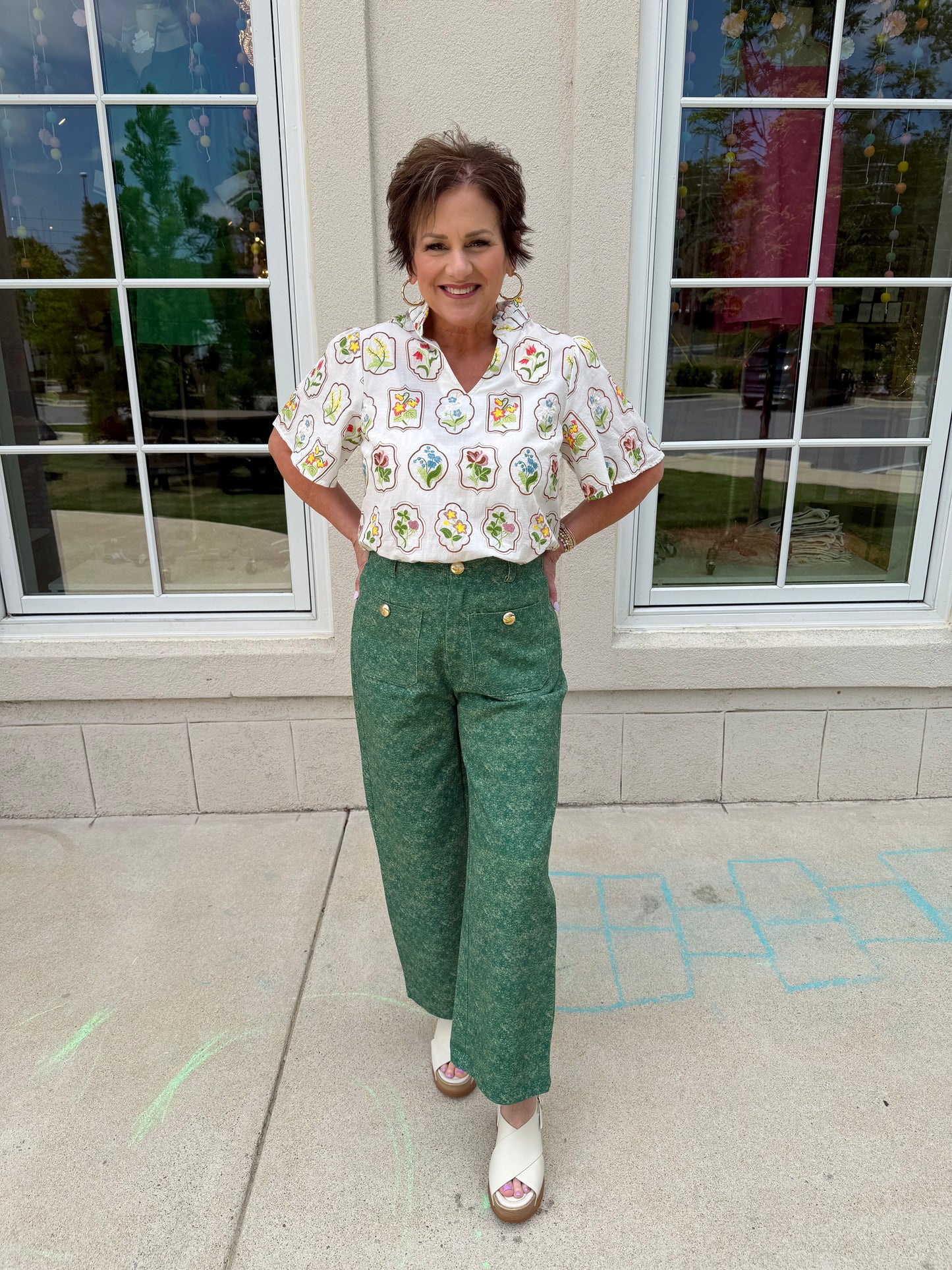 Green Wide Straight Pants
