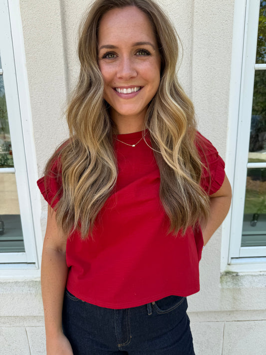 Crimson Oversized Top