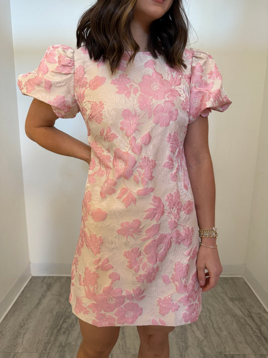 Off White and Pink Jacquard Mini