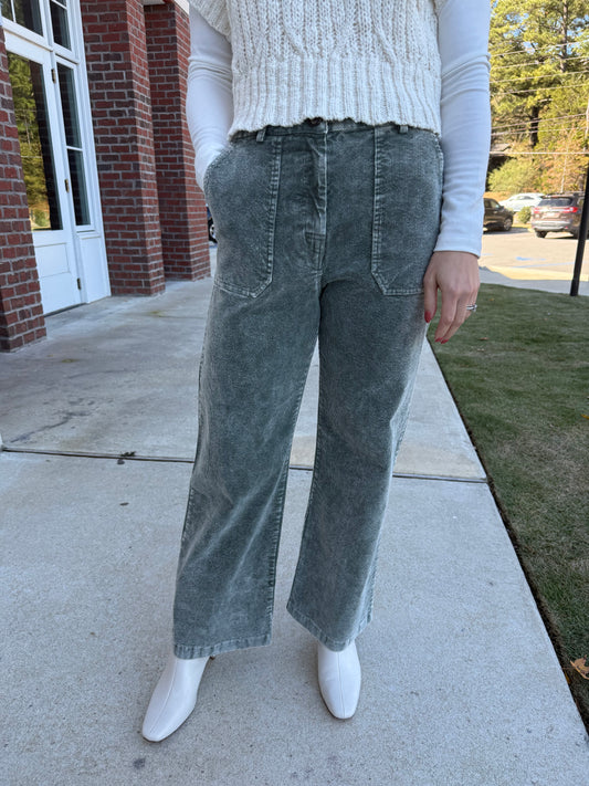 Vintage Green Washed Corduroy Trousers