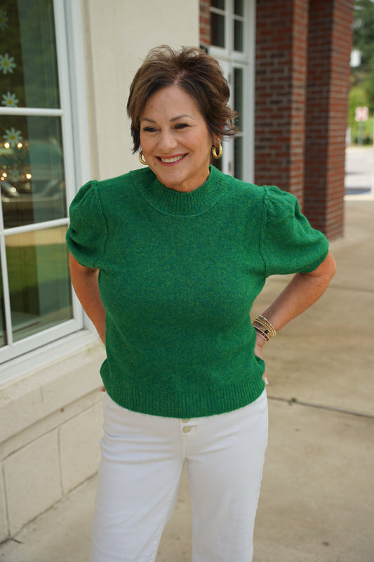 Kelly Green Knit Round Neck Sweater