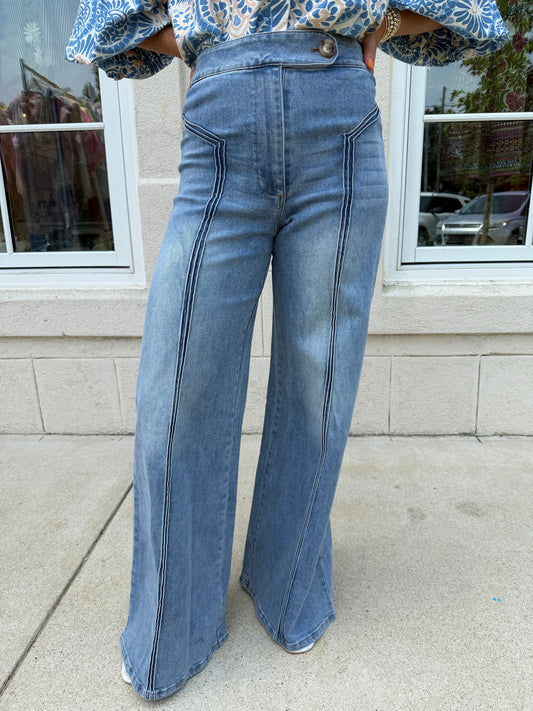 Light Denim Topstitched Jean