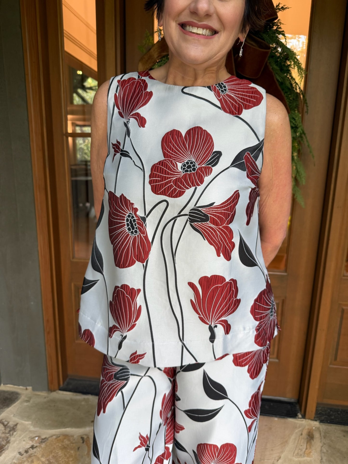 Silver Floral Pants Set