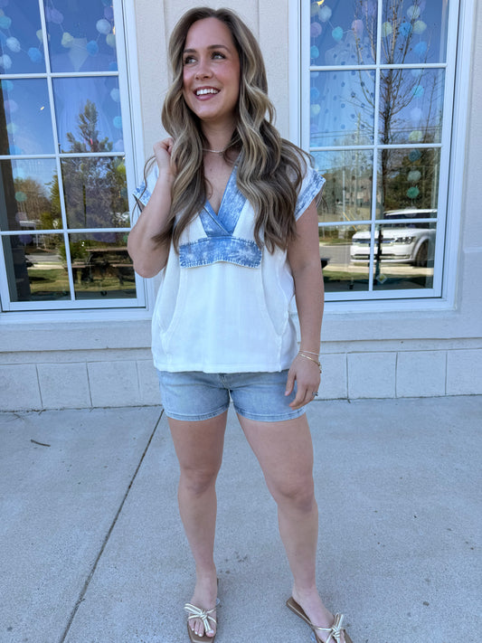Vintage White Washed Hoodie Top