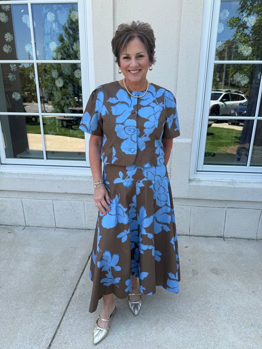 Blue Mocha Skirt Set