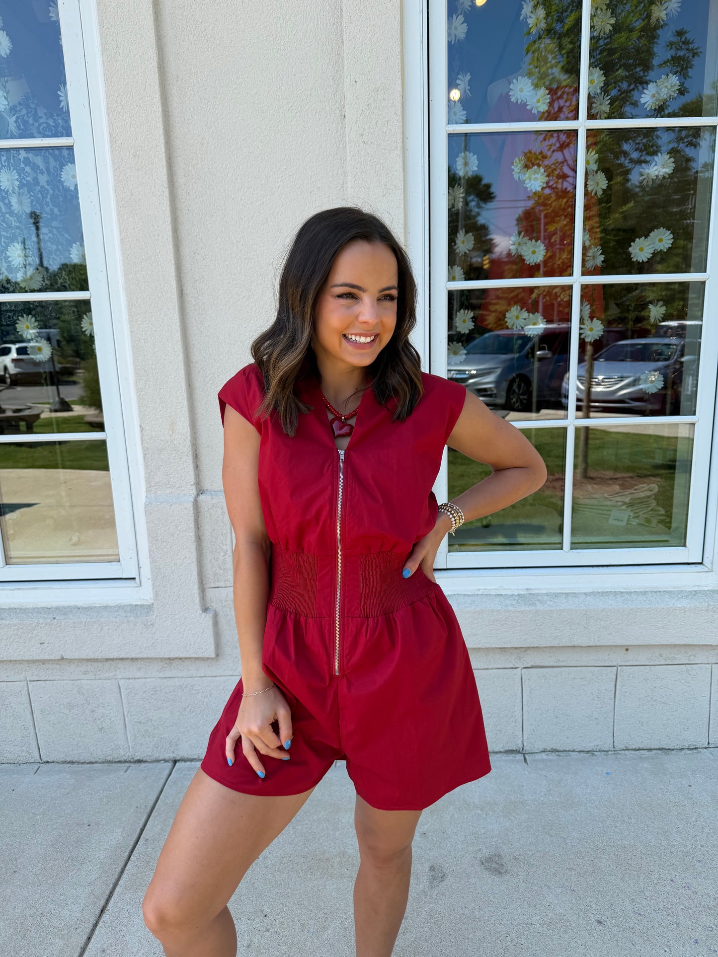 Garnet Zipper Front Romper