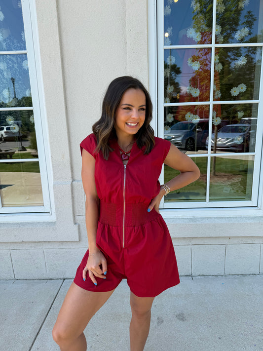 Garnet Zipper Front Romper