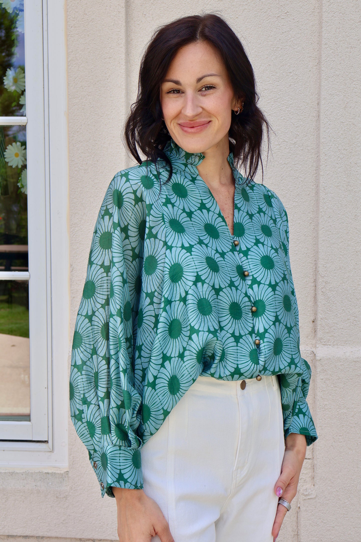 Hunter Green Floral Top