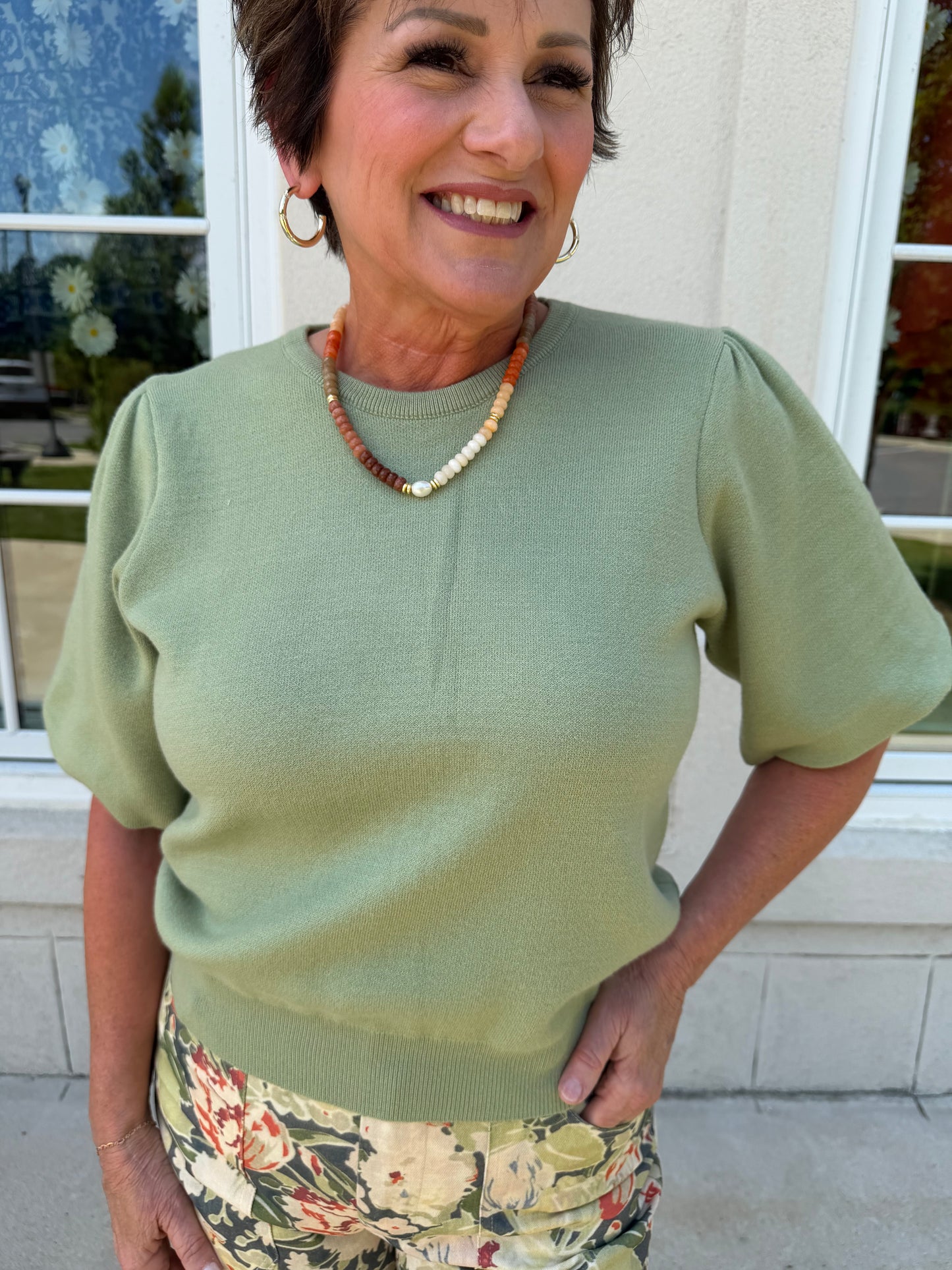 Olive Solid Knit Top