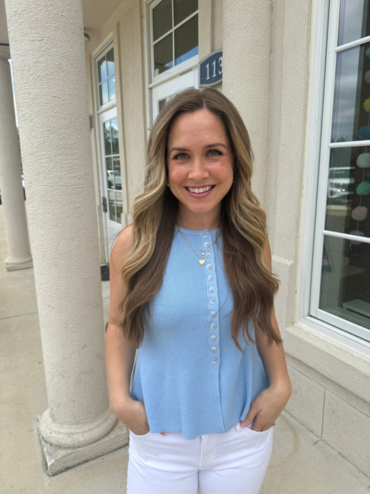 Pale Blue Peplum Button-up