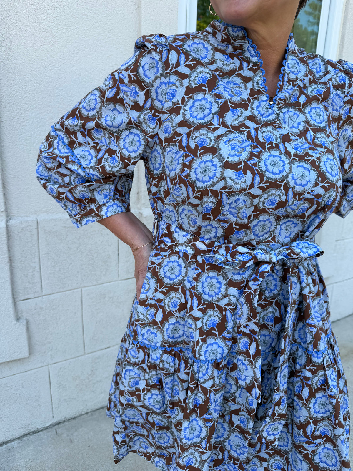 Brown and Blue Floral Mini