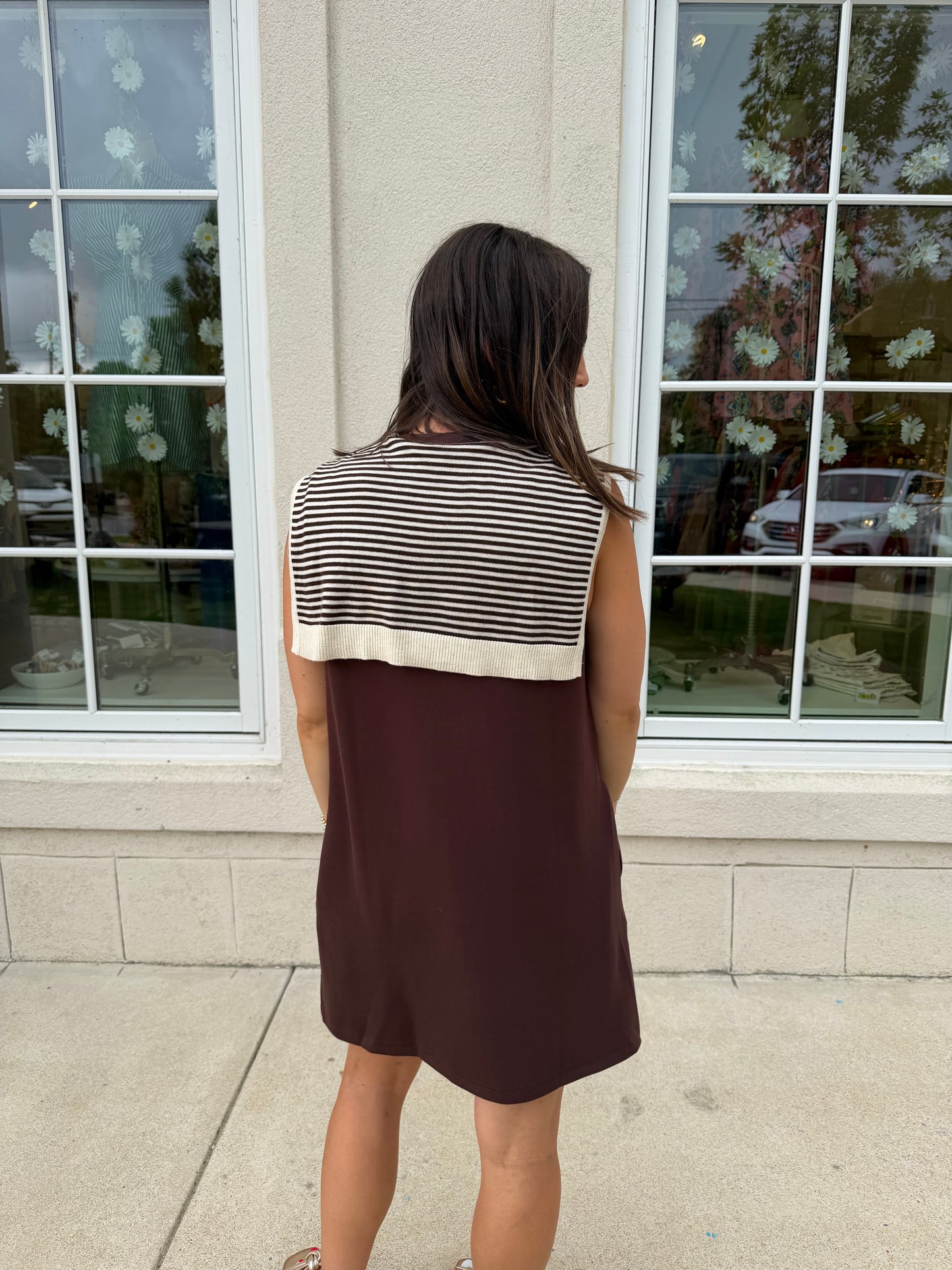 Brown with Scarf Detail Mini Dress
