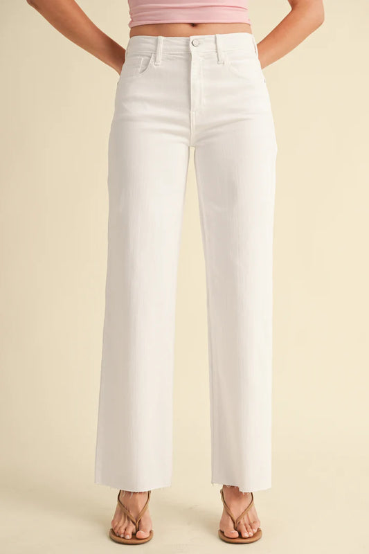 White Scissor Cut Slim Palazzo