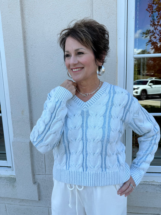 Frosted Sky V-Neck Sweater