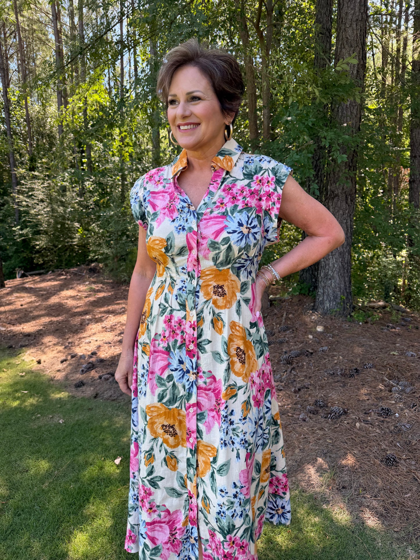 Natural Floral Multi Maxi Dress