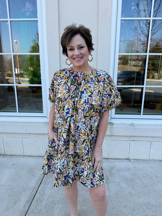 Purple Multi Floral Tunic Mini