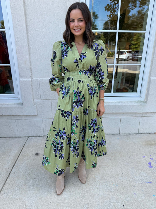 Verdant Leaves Maxi Dress
