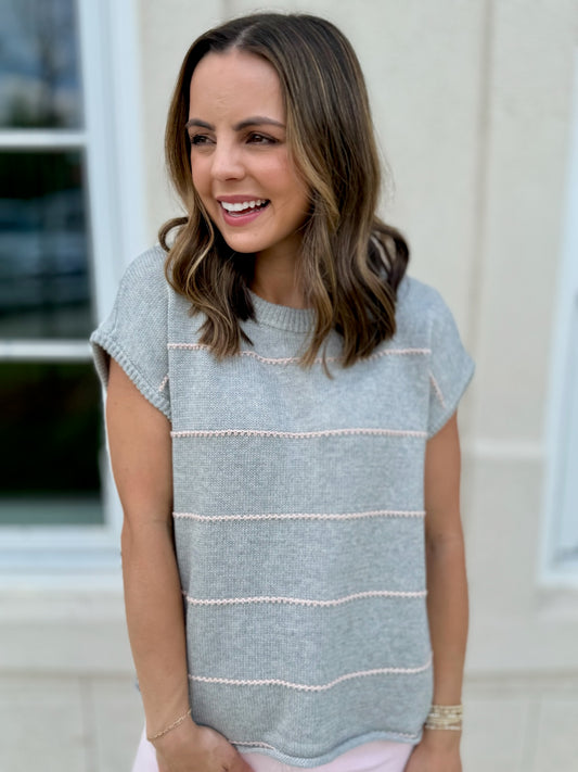 Heather Grey and Blush Knit Vest