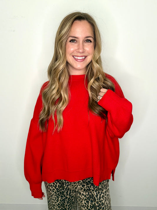 Red Drop Shoulder Sweater