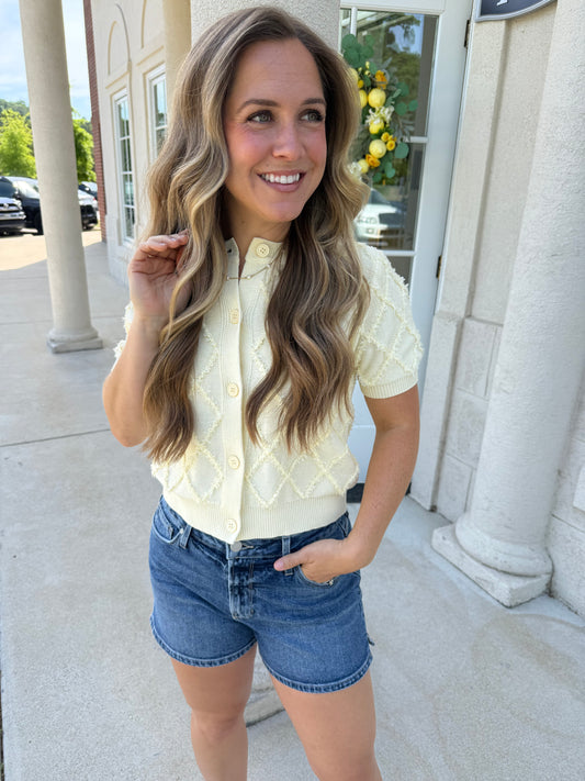 Lemon Textured Knit Cardigan