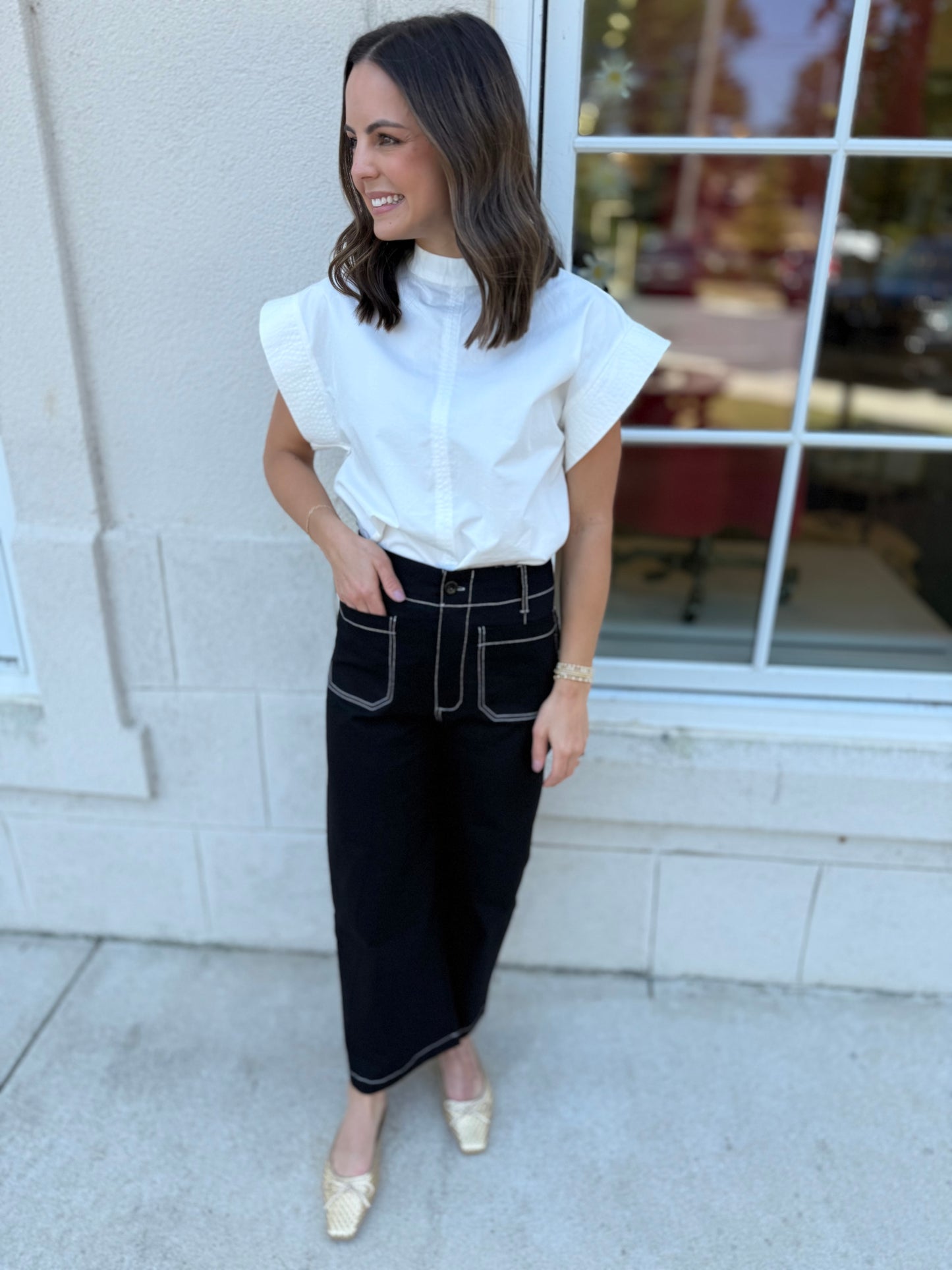 Black Cropped Wide Leg Pants