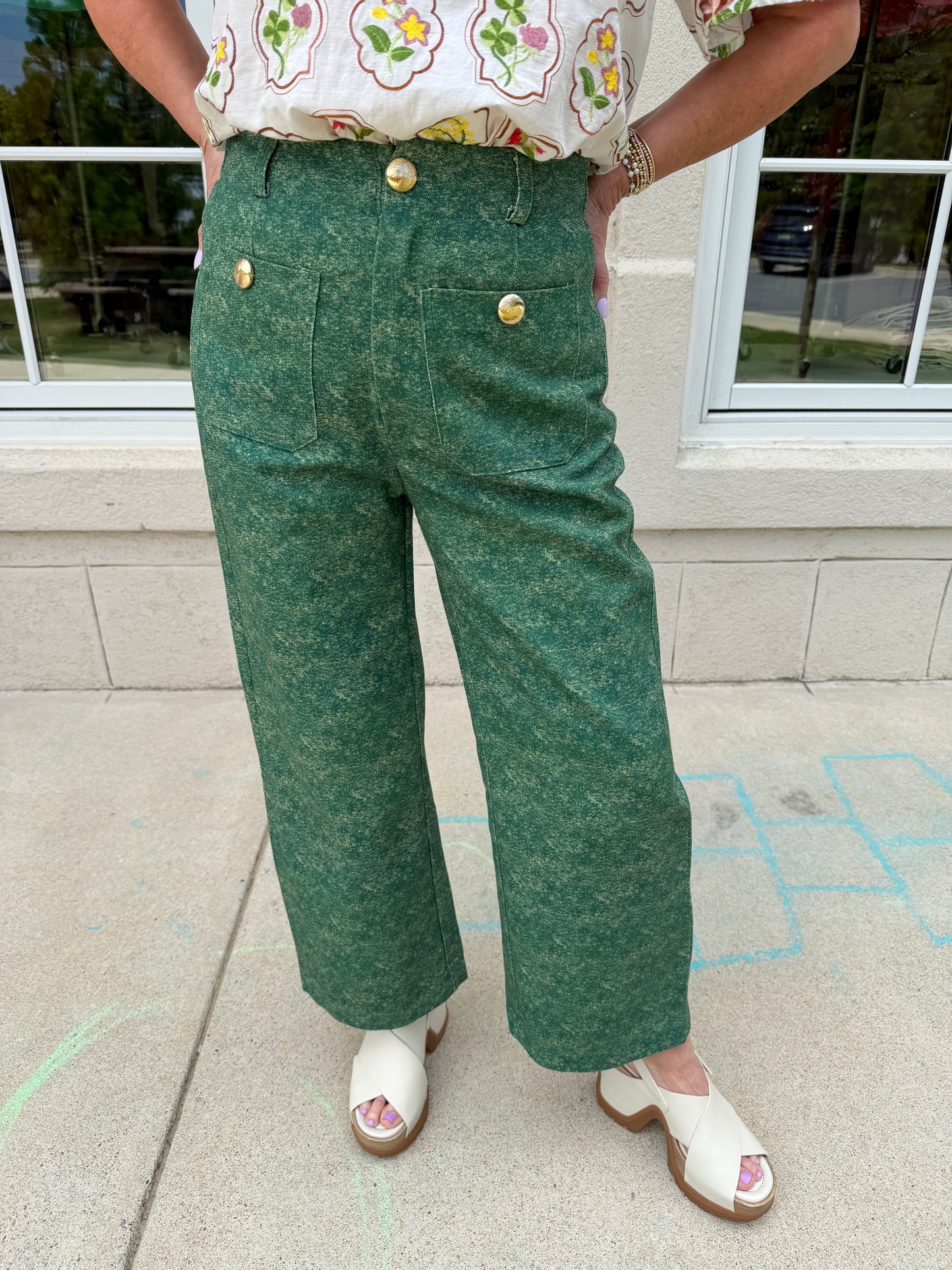 Green Wide Straight Pants