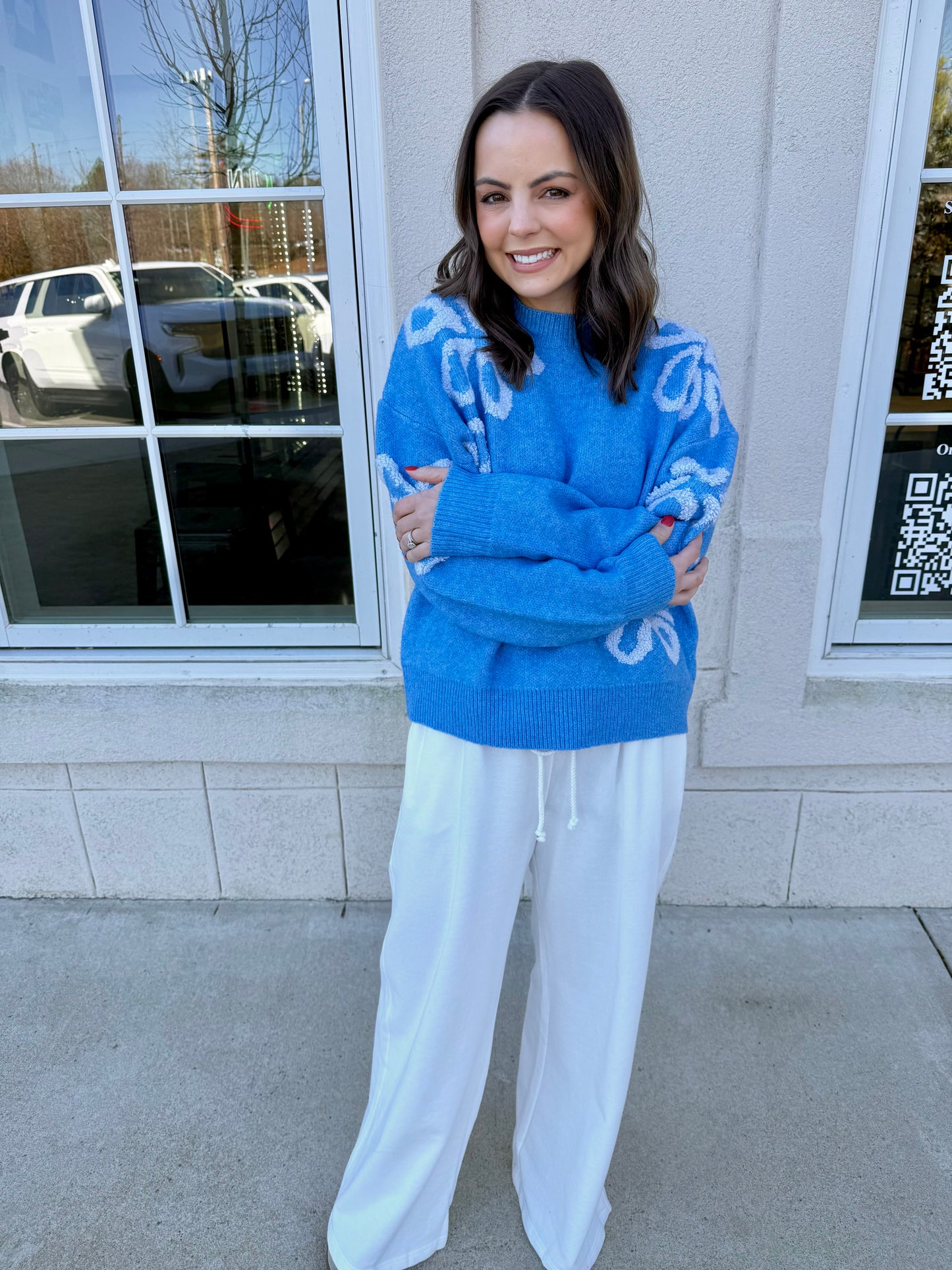 Blue and Air Blue Embroidered Sweater