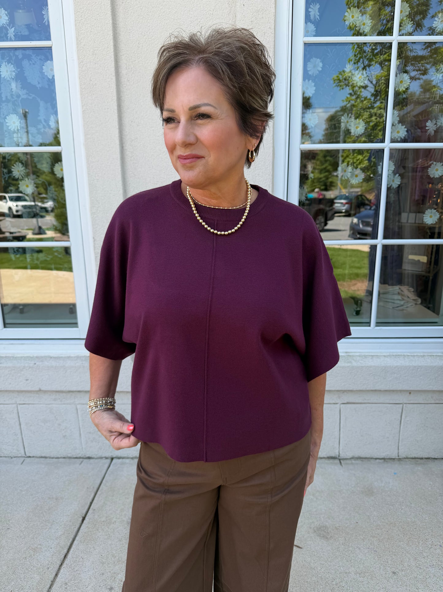 Merlot Crewcut Loose Sweater