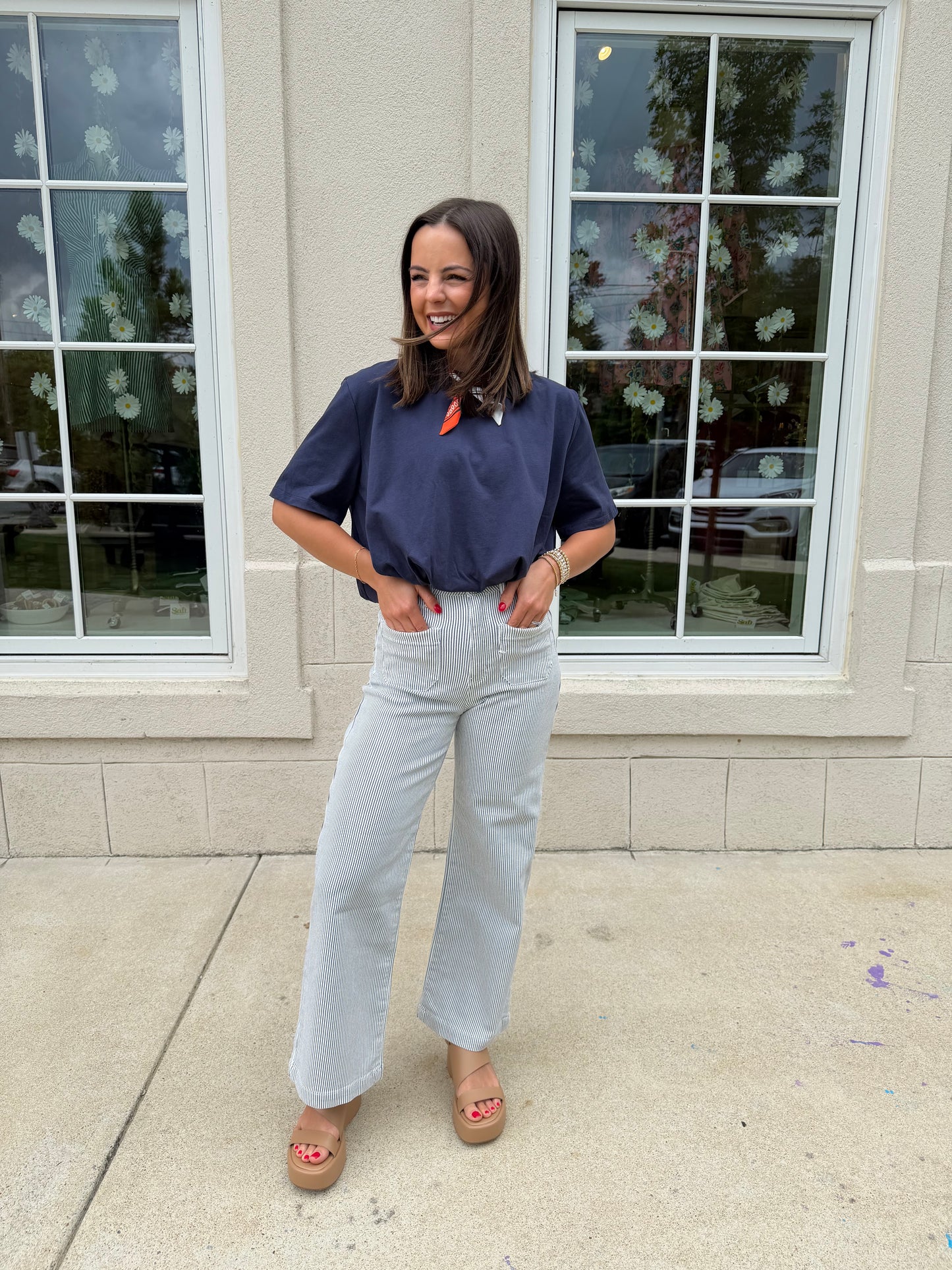 Navy Bubble Hem Tee