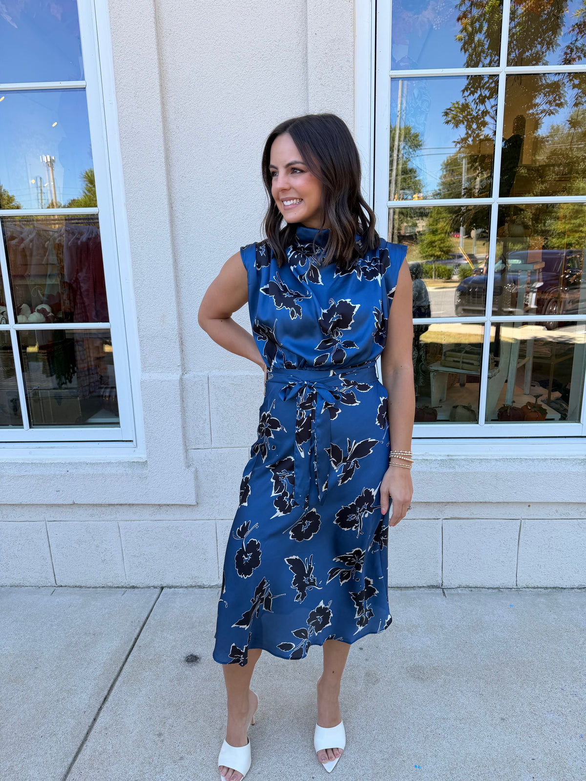 Turquoise Cowl Neck Midi Dress