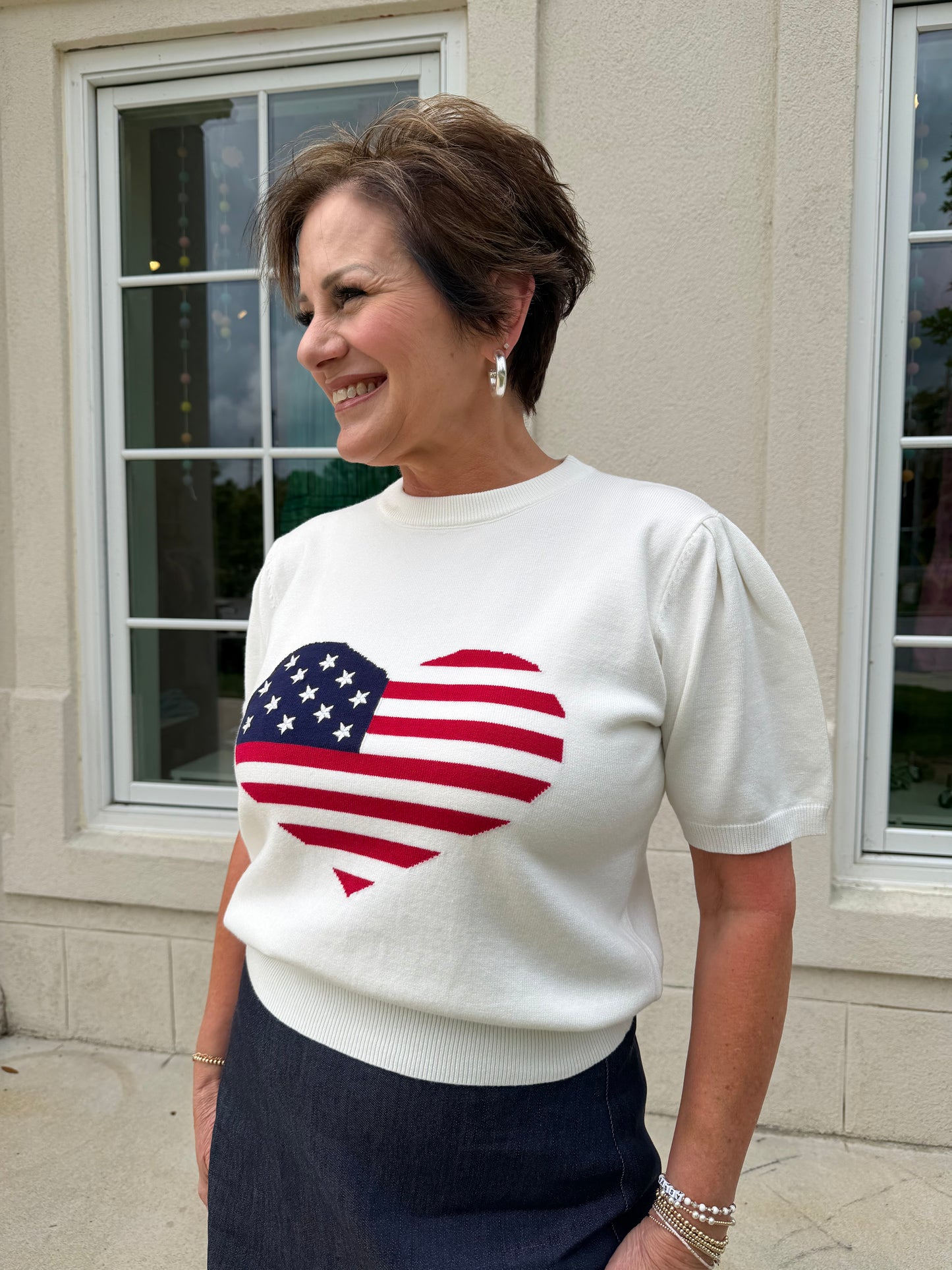 America Heart Sweater Top