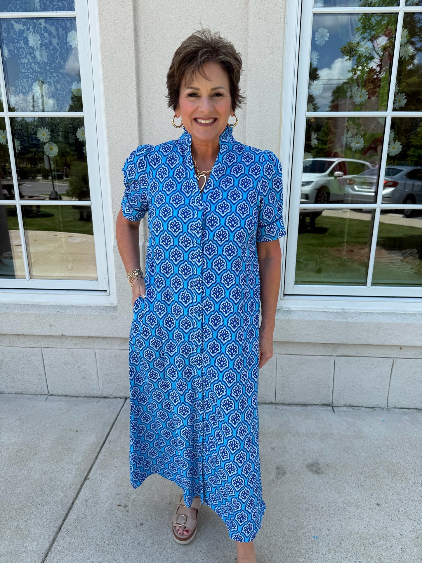 Sapphire Blue Mix Midi Dress