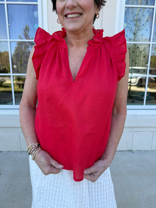 Red Heidi Linen Blouse