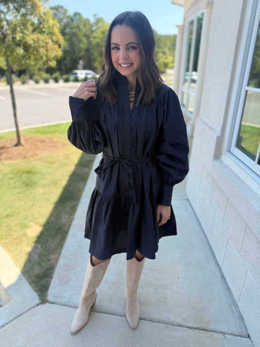 Ink Mock Neck Mini Dress