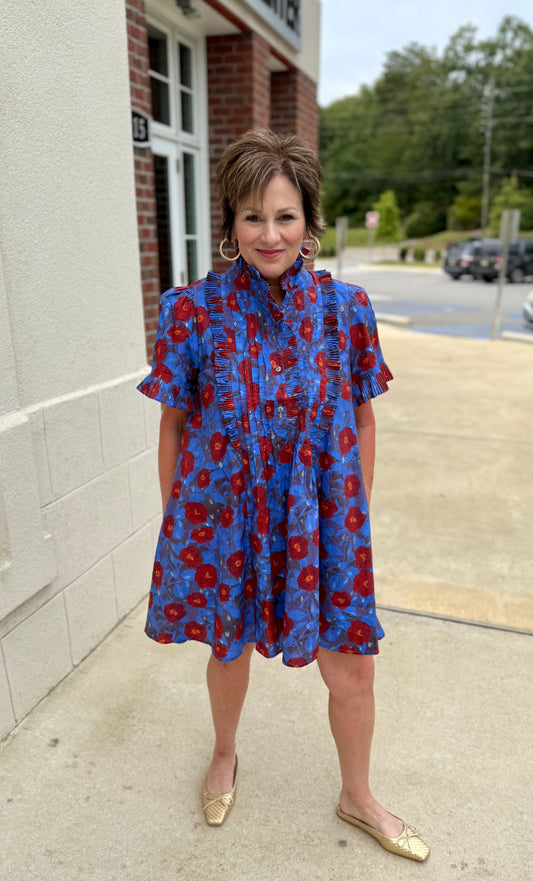 Midnight and Royal Floral Pintuck Mini