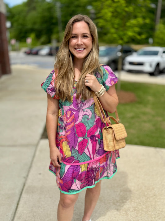 Tropical Bloom Ruffle Mini