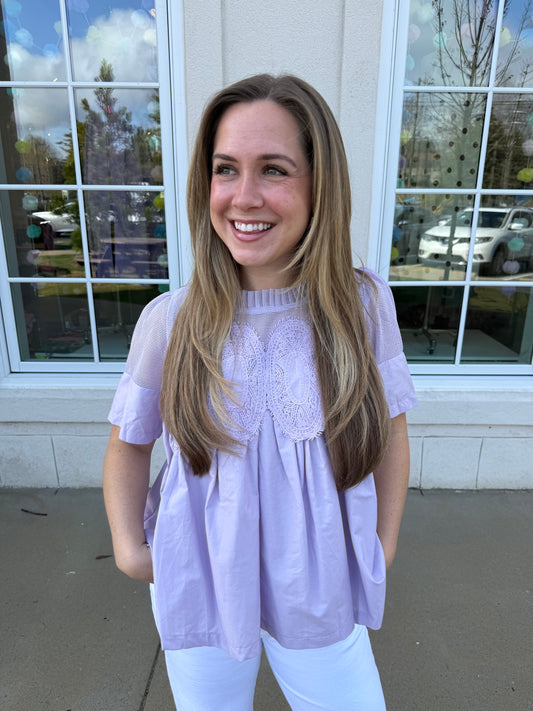 Lavender Appliqued Top