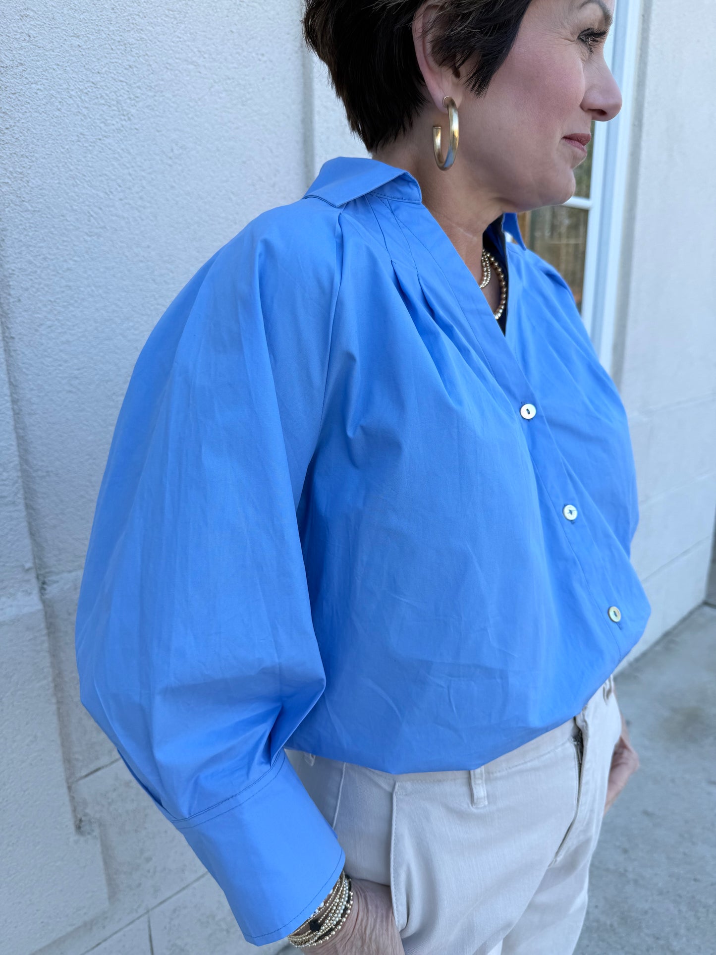 French Blue Wide Cuff Shirt