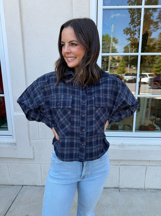 Blue Plaid Collar Shirt