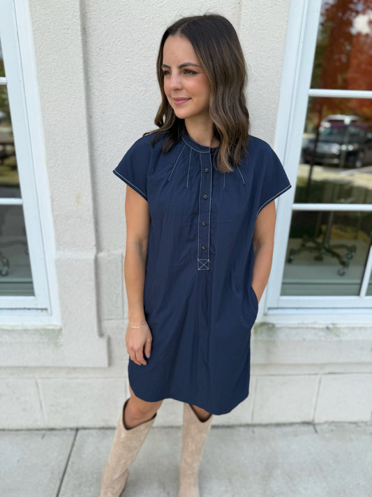 Navy Pocket Dress