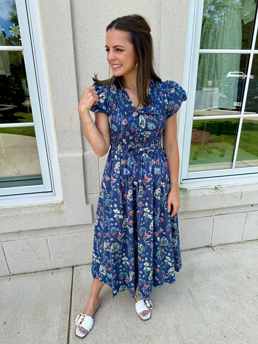 Midnight Floral Smocked Midi