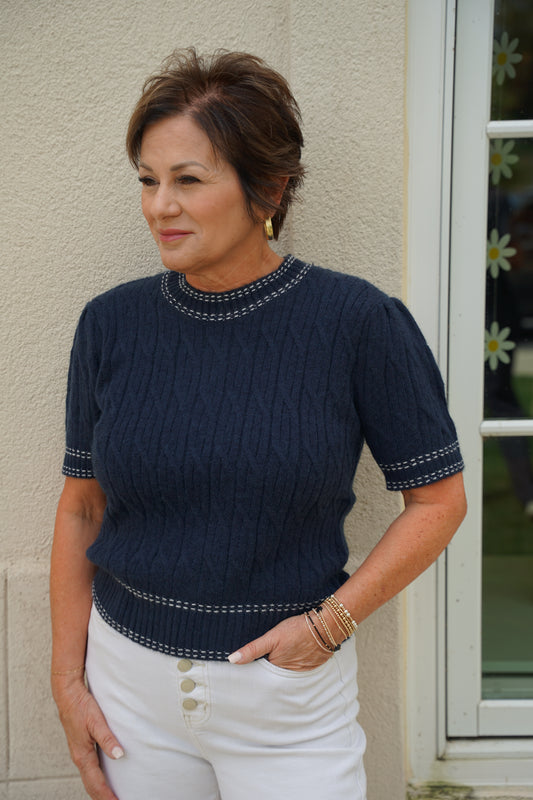Navy Cable Knit Sweater