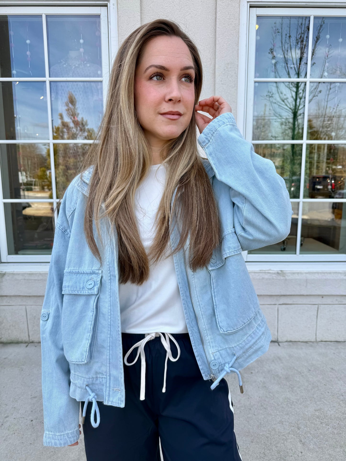 Denim Oversized Cargo Jacket