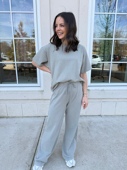Light Sage Crewneck Crop Top