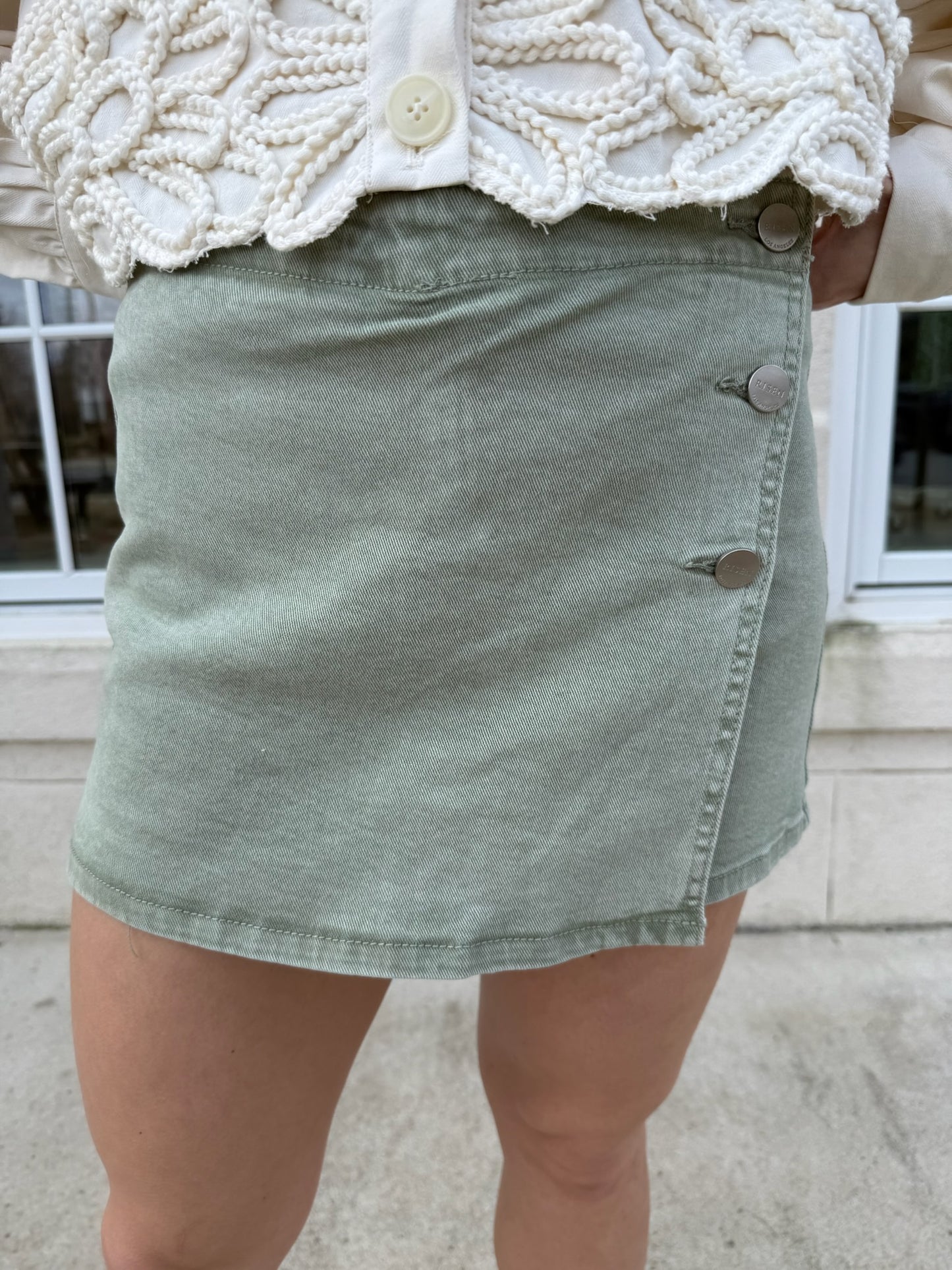 Olive HR Button Down Skort