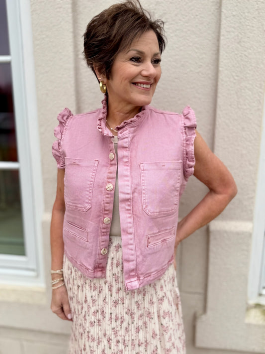 Mauve Denim Vest