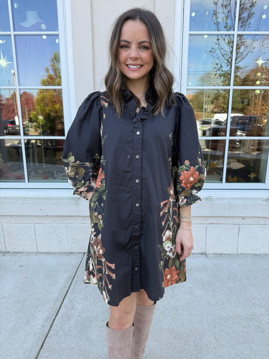 Black Botanical Print Mini