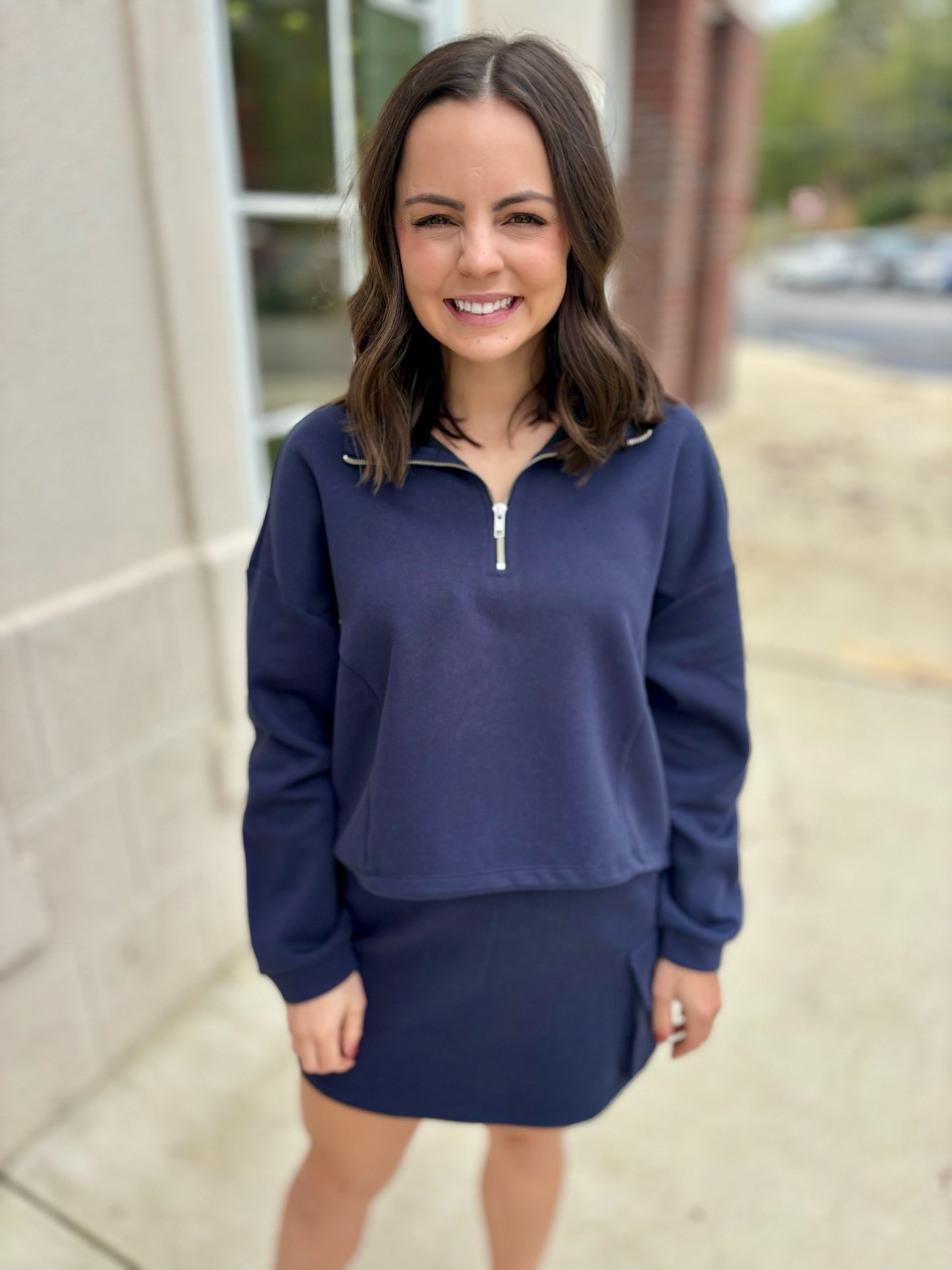 Navy French Terry Skort Set